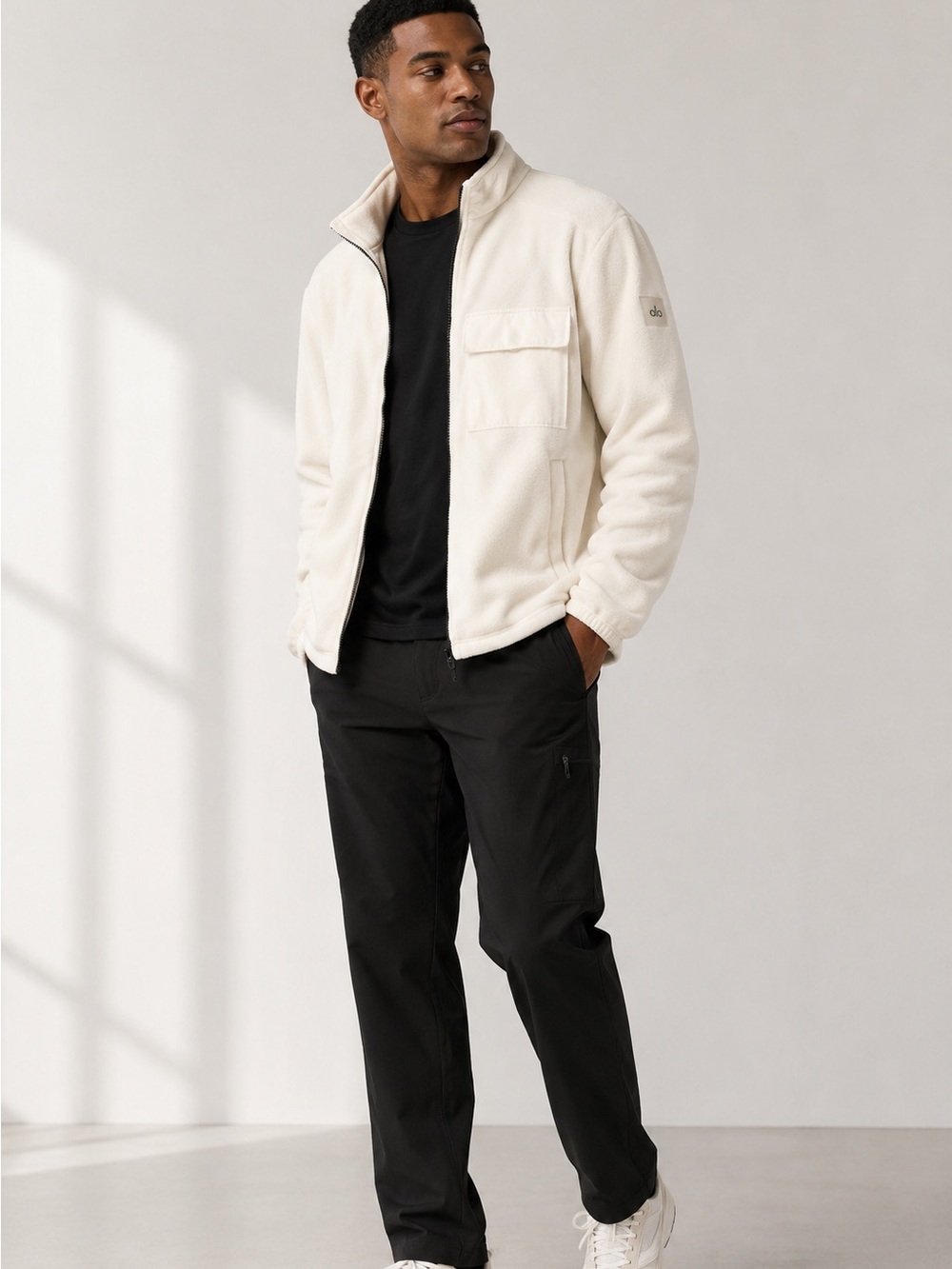 Alo Yoga Polar Fleece Ridge Full Zip Jacket Ivory Men’s Sz Medium